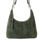 Myra Juniper Trail Genuine Suede Bag for Women in forest green with extra strap
