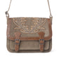 Myra Amberwood Suede Leather Boot Embroidered Bag in Olive Taupe