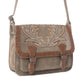 Myra Amberwood Suede Leather Boot Embroidered Bag in Olive Taupe