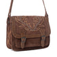 Myra Amberwood Suede Leather Boot Embroidered Leather Bag in Chestnut Brown