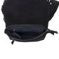 Myra Lucky Charm Leather Bag for Women in black with fringe and horseshoe detail