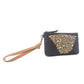 Myra Gold Halo Studded Wash Leather Pouch in Antique Black