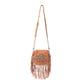 Myra Festival Ember Studded Leather Bag with Fringes in Western Clay