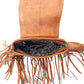 Myra Festival Ember Studded Leather Bag with Fringes in Western Clay