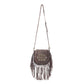 Myra Luna Belle Studded Leather Bag with Fringes in Maverick Mocha