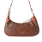 Myra Heritage Vine Embossed Leather Bag for Women in Brown with shoulder strap