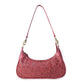 Myra Heritage Vine Embossed Leather Bag for Women in Red with shoulder strap