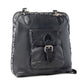 Myra Stormrider Buckled Genuine Leather Bag in Shadow Black