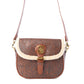 Myra Alpine Rose Embossed Leather Crossbody Bag with Fur Accent in Chestnut Red