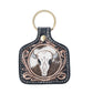 Myra Dusthorn Relic Handtooled Leather Keyfob in Wood Brown