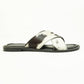 Myra El Paso Dawn Hairon Leather Sandals in Speckled White