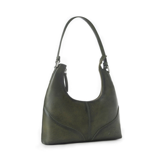 Myra Zidana Winchester Loop Veg Tanned Leather Shoulder Bag in Midnight Olive