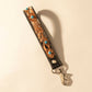 Myra River Glen Handtooled Hairon Leather Key Fob in Espresso Turquoise