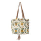 Myra Southern Bloom Cotton & Leather Bucket Bag in Chestnut Beige