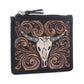 Myra Briar Creek Handtooled Leather Credit Card Holder in Ebony Caramel