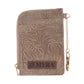 Myra Summer Grove Embossed Leather Credit Card Holder in Desert Taupe