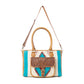 Myra Prairie Aztec Hairon Leather Bag with Front Pocket in Canyon Teal