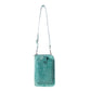 Myra Coyote Bloom Embossed mini sling for Women in aqua with floral detail