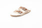 Prairie Winds Fur Comfort Hairon Leather Sandals In Brown & White