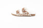 Prairie Winds Fur Comfort Hairon Leather Sandals In Brown & White