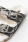 Prairie Winds Fur Comfort Hairon Leather Sandals In Black & White