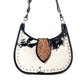 Myra Santa Fe Handtooled Bag for Women in Black with hairon and studded detail