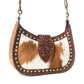 Myra Santa Fe Handtooled Bag for Women in Brown with hairon and studded detail