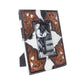Myra Cornerstone Handtooled Leather Photo Frame in brown with hairon detail, western home décor