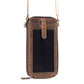 Myra Wildtouch Western Phone Crossbody in dark brown with leather detail