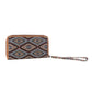 Myra Kilim Trail Western Wallet for Women in Mocha with leather detail and RFID protection
