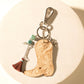 Myra Southern Bloom Boot Handtooled Leather Key Fob in Amber Aqua