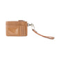 Myra Hand Hewn Western Card Holder for Women in Light Brown with handtooled Cactus detail