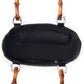 Myra Eight Seconds Western hand beaded bag in black with bamboo handle and horse embroidery