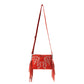 Myra Boot Stitch Suede Bag for Women in red with embroidery and fringe detail