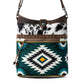 Myra Wovenstone Western shoulder Bag for Women in green with Aztec detail