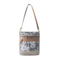 Myra Carefree Days vintage shoulder bag for Women in sage with leather details