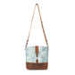 Myra Sagefield Cotton & Leather Shoulder Bag in Mint Brown
