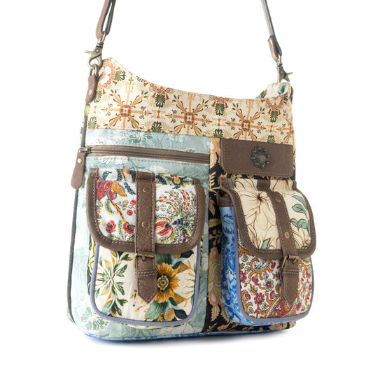 Myra Le Fleur Bel Cowgirl Shoulder Bag for Women in yellow floral with leather and Concho details