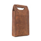 Myra Cypress Field Hairon Leather Wine Bottle Holder in Shadow Cream Chestnut Brown