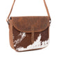 Myra Honey Field Hairon Leather Messenger Bag in Sable Mist