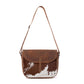 Myra Honey Field Hairon Leather Messenger Bag in Sable Mist