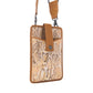 Myra Cedar Snake Print Leather Cell Phone Holder in Toffee Patch
