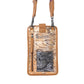 Myra Cedar Snake Print Leather Cell Phone Holder in Toffee Patch