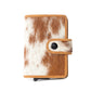 Myra Dune Star Hairon Leather Credit Card Holder in Brown & White
