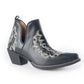 Myra Tempest Embroidered Cowgirl Booties in Onyx for Women in Genuine Leather with Snip Toe
