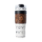 Myra Westmark Tooled Western Tumbler in White Stainless Steel with Leather Wrap and Handle for Use