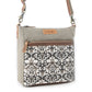 Myra Damask Trail Vintage Crossbody Bag for Women in sage with print detail