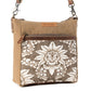 Myra Crestbloom Vintage Crossbody Bag for Women in olive with print detail
