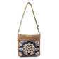 Myra Crestbloom Vintage Crossbody Bag for Women in navy with print detail