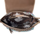Myra Lagoon Lily upcycled canvas Bag for Women in blue with leather and weaved flap